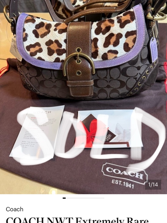Coach Handbags - COACH NWT Extremely Rare Vintage Soho Leopard Calf Hair&Brown Signature Handbag